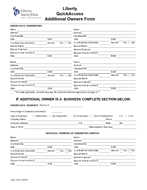 Liberty QuickAccess Additional Owners Form