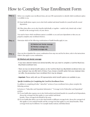 CareFirst BlueCross BlueShield Enrollment Form