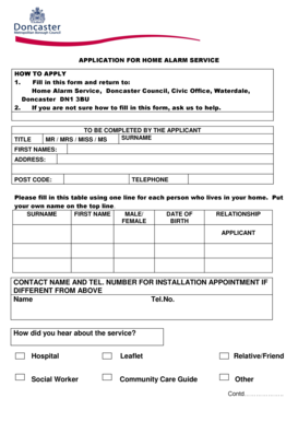 Application for Home Alarm Service
