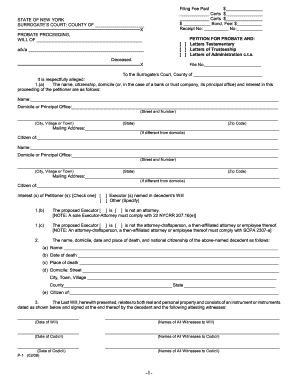 New York Petition for Probate