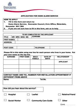 Application for Home Alarm Service