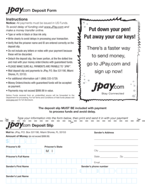 JPay Deposit Form
