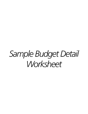 Budget Detail Worksheet
