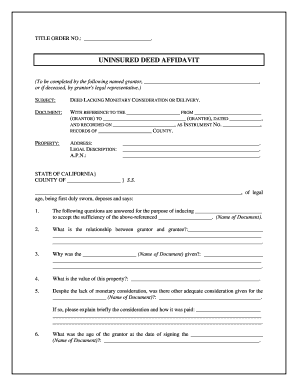 Uninsured Deed Affidavit