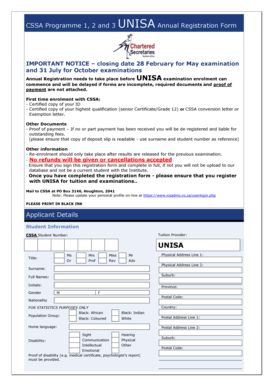 UNISA CSSA Annual Registration Form