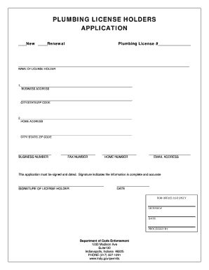 Plumbing License Application
