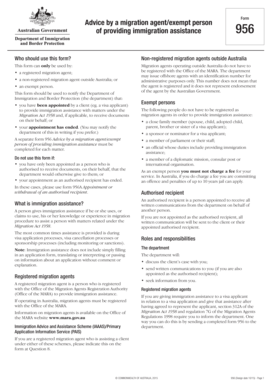 Form 956 Advice by Migration Agent