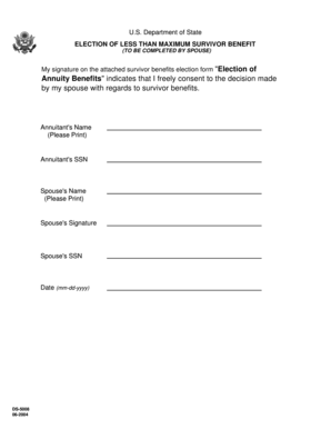 Spouse Survivor Benefit Election Form