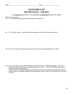 Macro Economics Exam Template