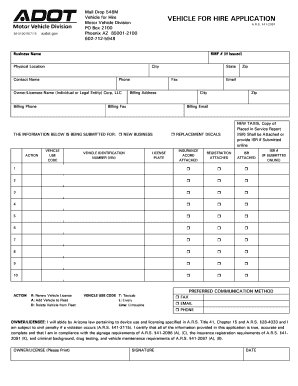 Arizona Vehicle for Hire Application