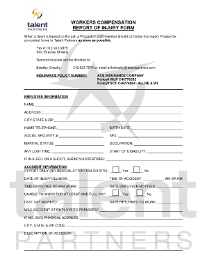 Workers Compensation Injury Report Form