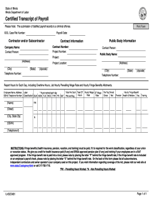 Illinois Certified Transcript of Payroll