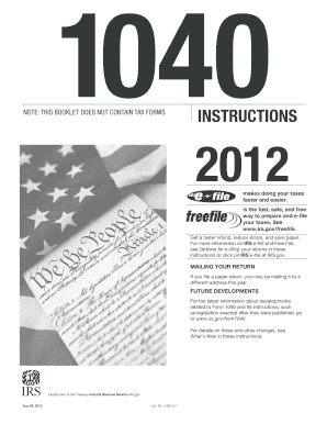 IRS Form 1040 Instructions 2012
