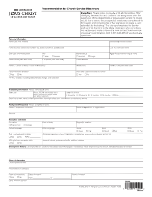 Church-Service Missionary Recommendation Form