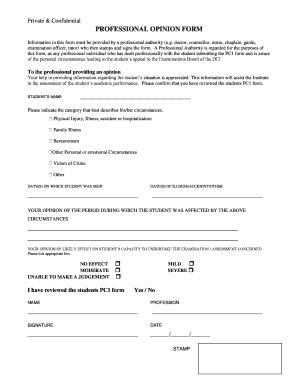 Professional Opinion Form