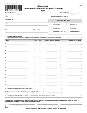 Mississippi Tax Extension Application