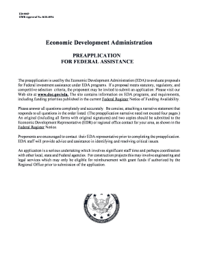 Preapplication for Federal Assistance