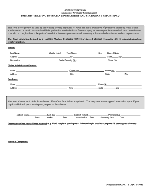 California Primary Treating Physician's Permanent and Stationary Report