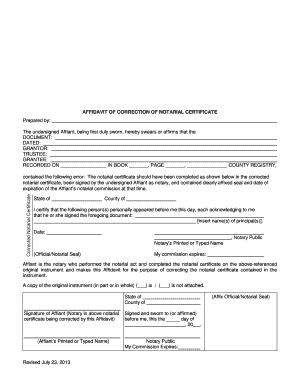 Affidavit of Correction of Notarial Certificate