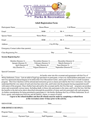 Adult Registration Form