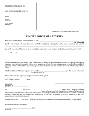 Limited Power of Attorney