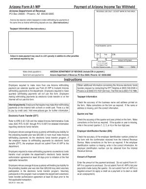 Arizona Form A1-WP Payment of Arizona Income Tax Withheld