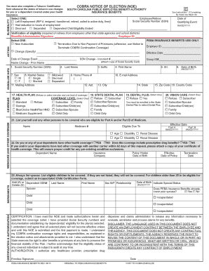 South Carolina COBRA Notice of Election Form