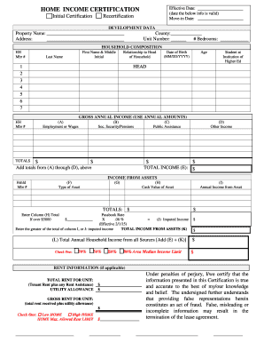 Home Income Certification Form