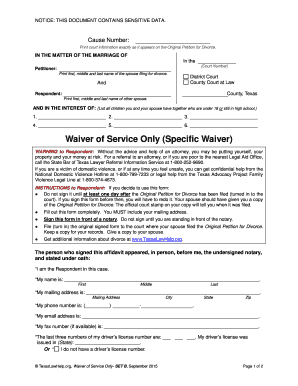 Texas Waiver of Service for Divorce