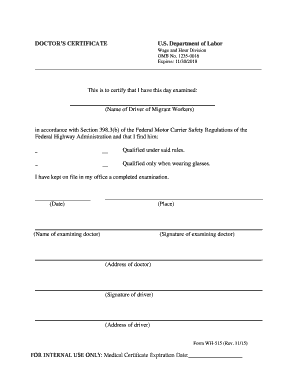 Doctor's Certificate for Migrant Worker Drivers
