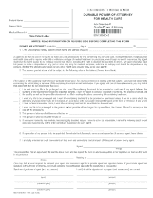 Durable Power of Attorney for Health Care