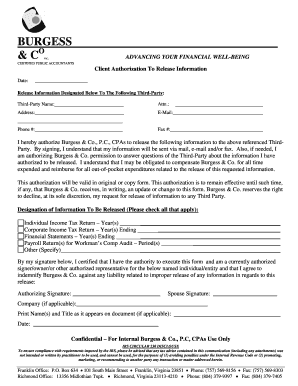 Client Authorization To Release Information