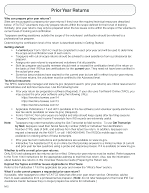 IRS Prior Year Tax Return Preparation Guide