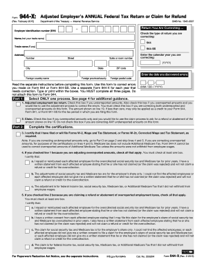 Form 944-X: Adjusted Employer’s Annual Federal Tax Return or Claim for Refund