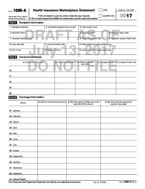 Form 1095-A Health Insurance Marketplace Statement