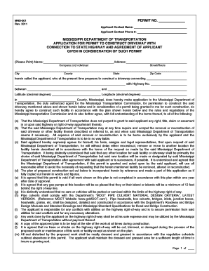 Mississippi Driveway Construction Permit