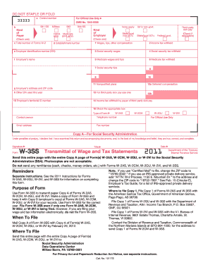 IRS Form W-2AS, W-2CM, W-2GU, W-2VI and W-3SS