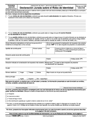 Formulario 14039 (SP) Declaración Jurada sobre el Robo de Identidad