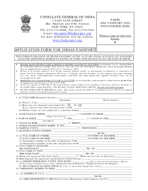Indian Passport Application Form