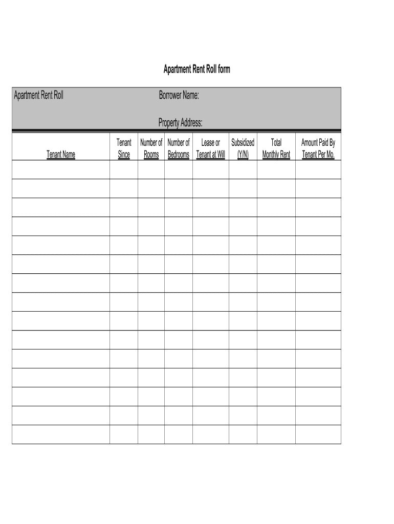Rent Roll Template Fill Online Printable Fillable Blank Pdffiller