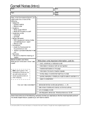 Informal report example - english companion cornell notes form