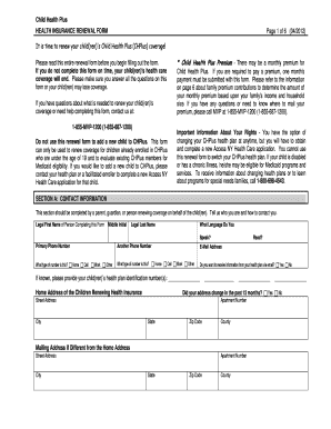 Child Health Plus Renewal Form