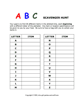 Abc Scavenger Hunt Pdf Fill Online Printable Fillable Blank Pdffiller