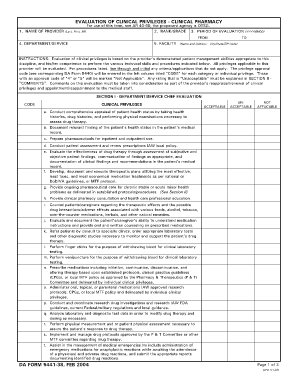 Evaluation of Clinical Privileges - Clinical Pharmacy