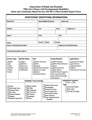 Louisiana HCBS Critical Incident Report Form