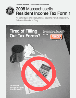 2008 Massachusetts Resident Income Tax Form 1