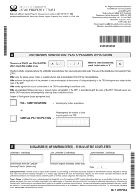 Babcock & Brown Japan Property Trust DRP Application
