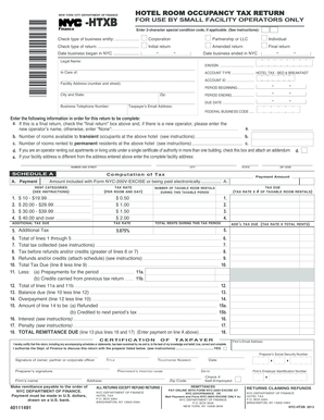 New York City Hotel Room Occupancy Tax Return