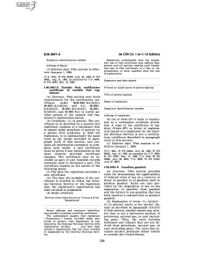 Notification Certificate of Taxable Fuel