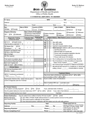 Louisiana HIV Case Reporting Worksheet